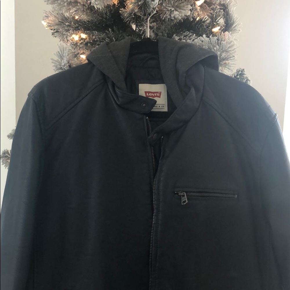 Slate blue leather like hoodie  combo